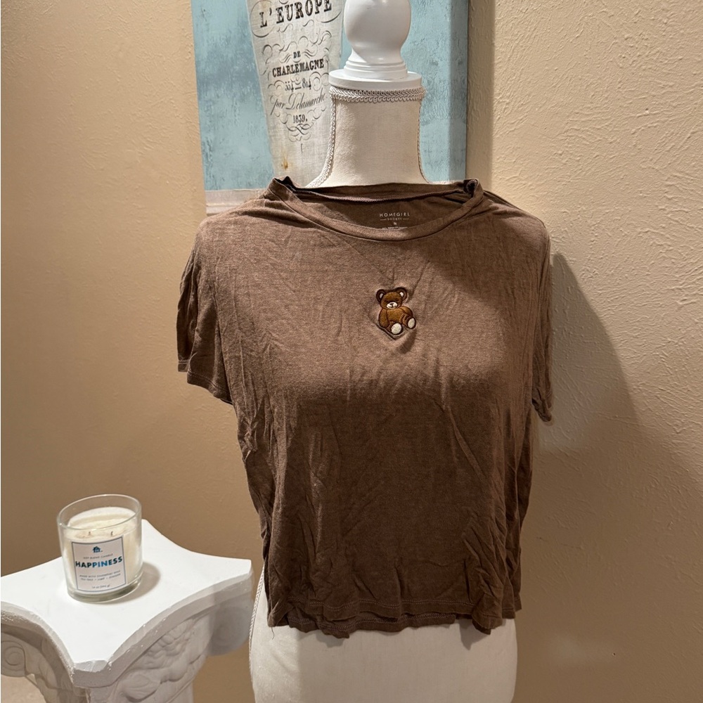 Brandy Melville Brown Teddy Bear Tee
